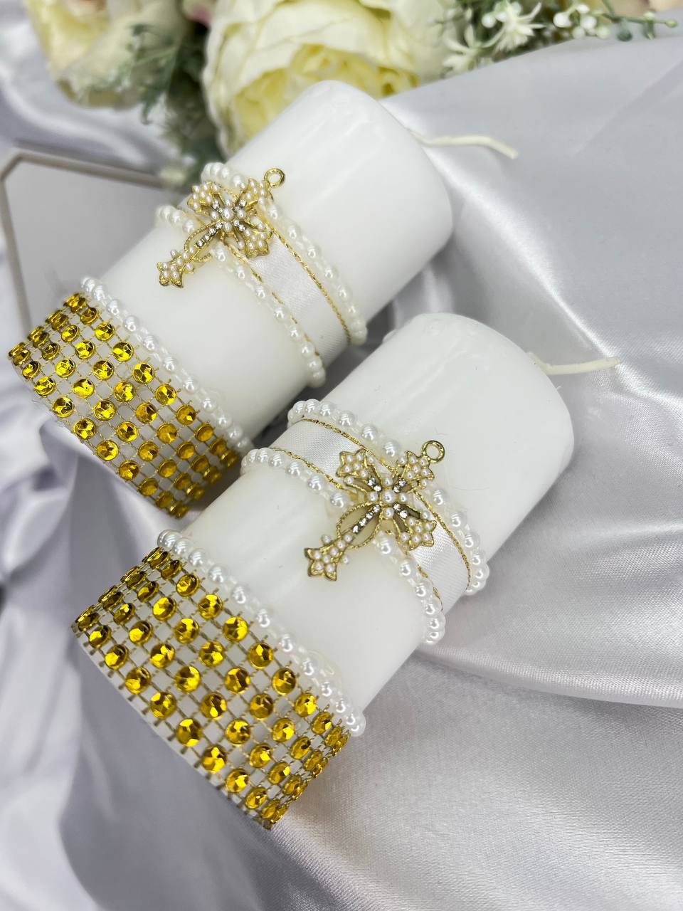 Набір свічок для хрещення або вінчання “Золотий Блиск”, ручна робота