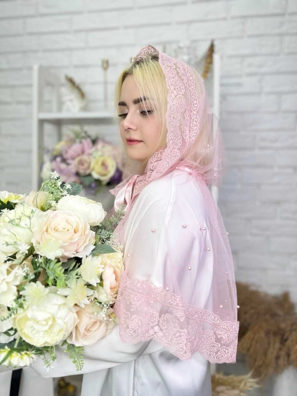 Палантин  "Пудровий Блиск", для хрещення або вінчання