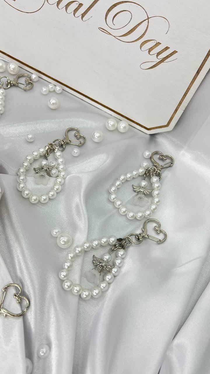 Подарунок хрещеним батькам та гостям на хрещення “Брелоки-обереги “Перлинний Ангел”