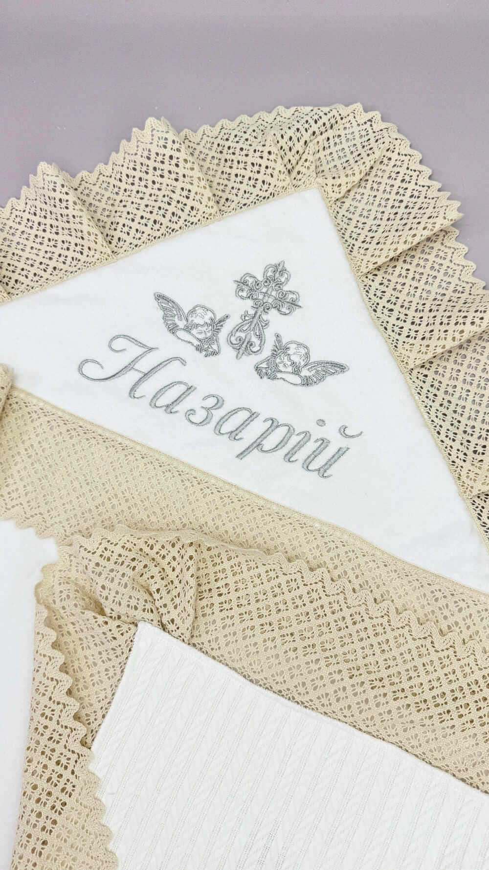 Крижма-плед “Зимовий Ангел”, з вишивкою імені