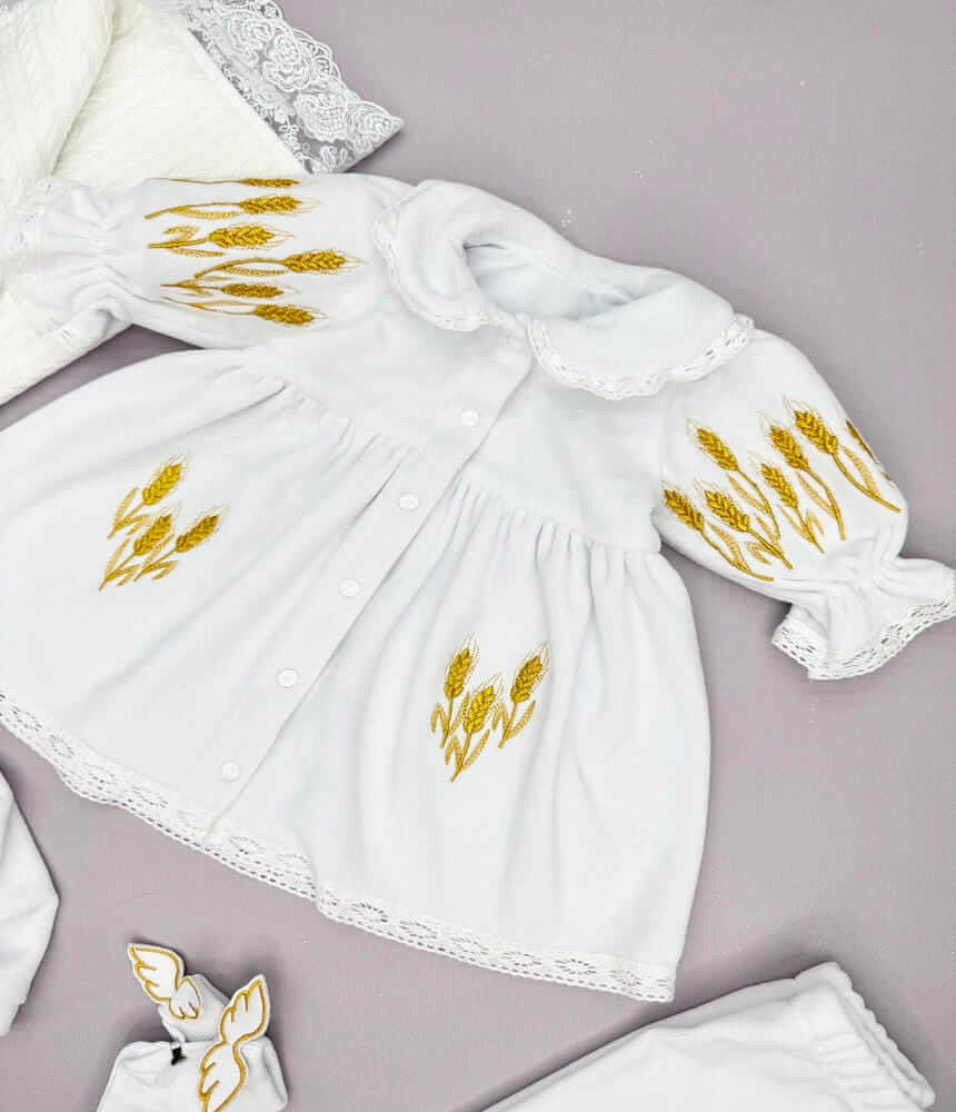 Ексклюзивний набір для хрещення дівчинки “Golden Blessing” з крижмою-пледом