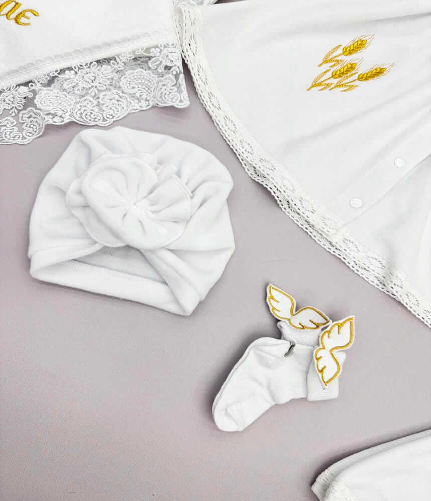 Ексклюзивний набір для хрещення дівчинки “Golden Blessing” з крижмою-пледом