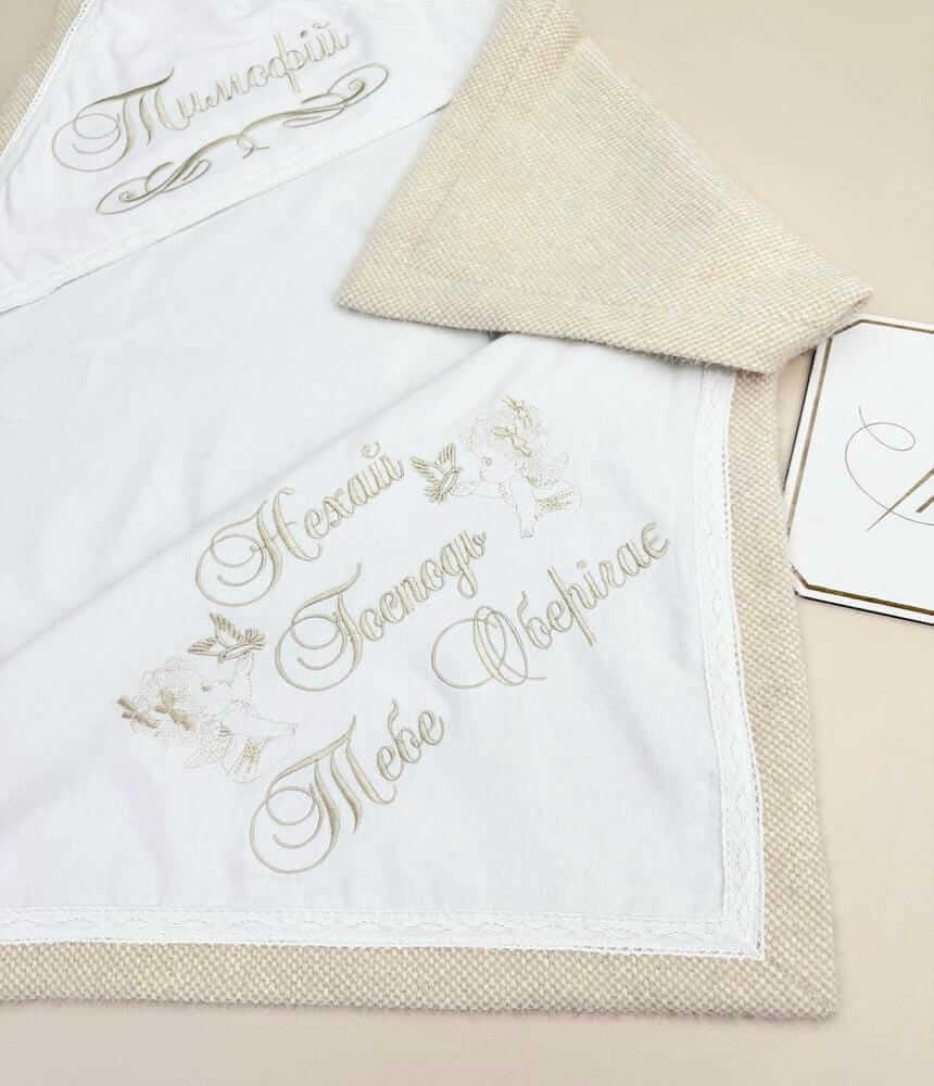 Тёплая крыжма-плед «Alpaca Soft» из белой фланели