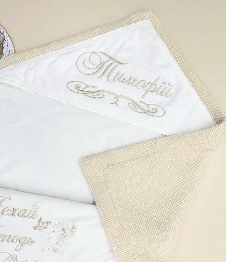 Тёплая крыжма-плед «Alpaca Soft» из белой фланели