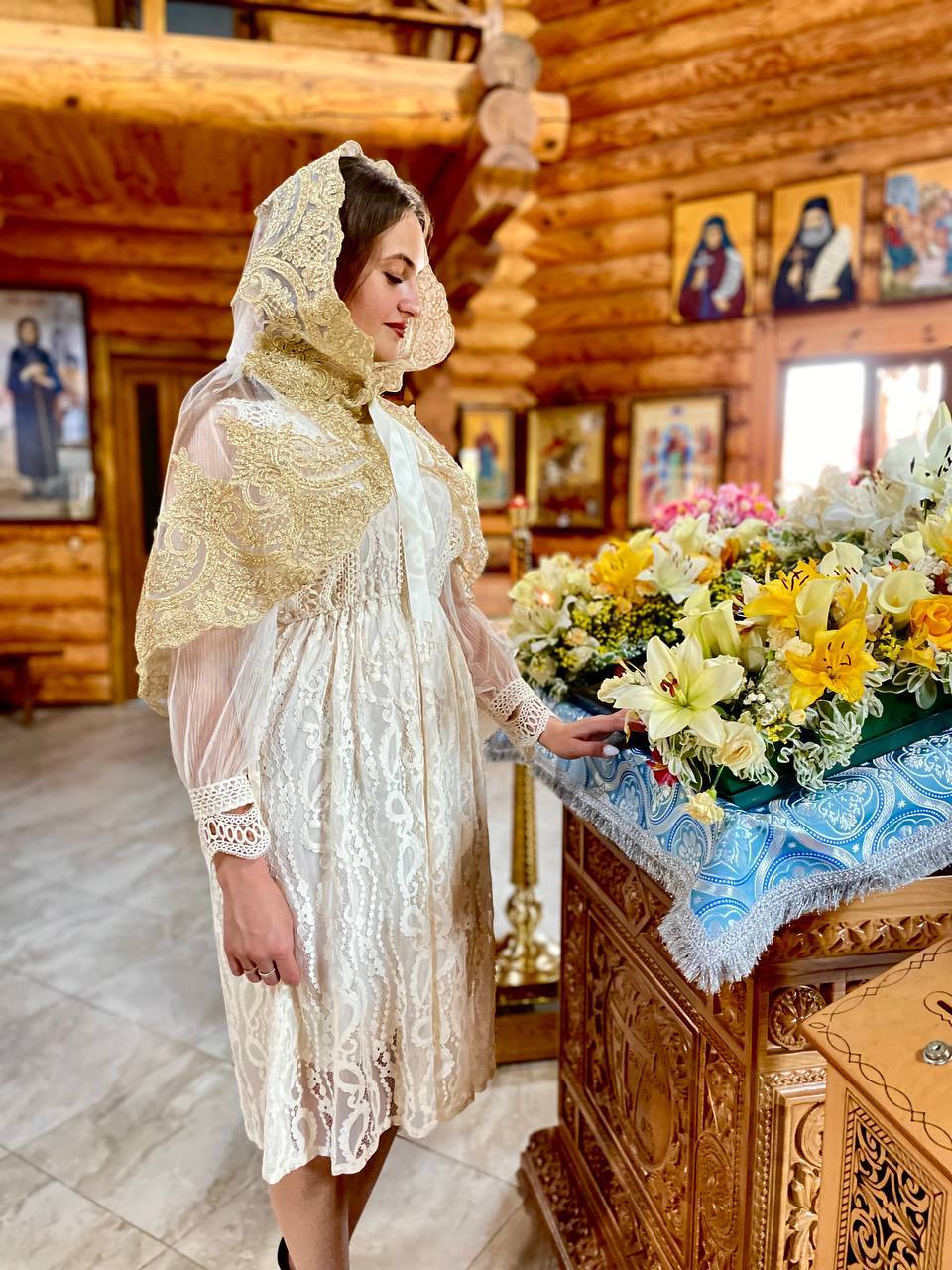 Палантин с кордом для крещения и венчания «Элеганс»