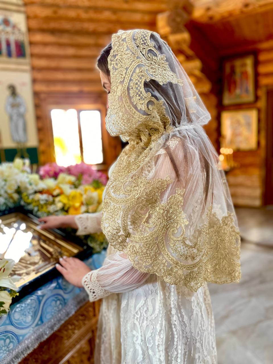 Палантин с кордом для крещения и венчания «Элеганс»