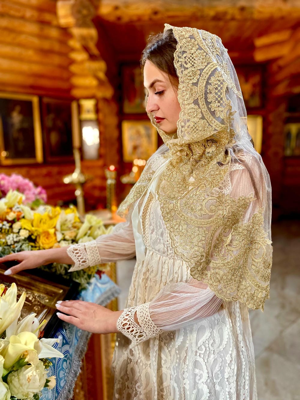 Палантин с кордом для крещения и венчания «Элеганс»