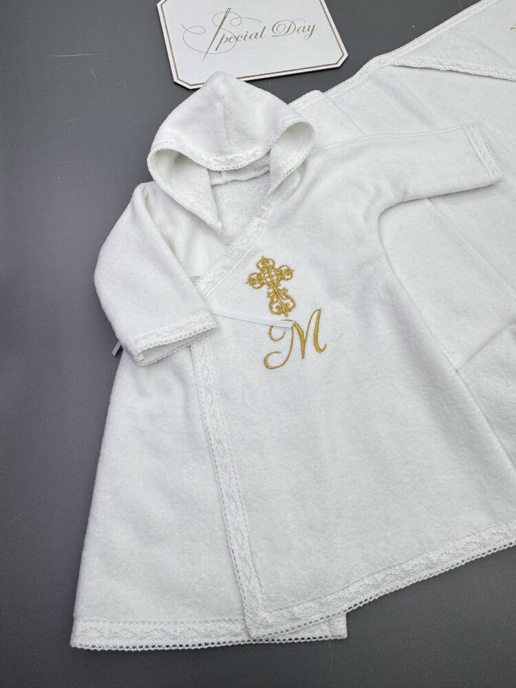 Полный крестильный набор «Golden Tradition»: крыжма, удлинённая рубашка и аксессуары