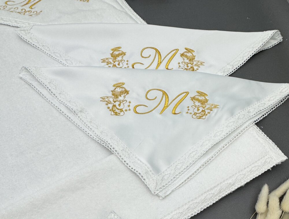 Набір серветок під свічки для хресних батьків «Golden Flame»