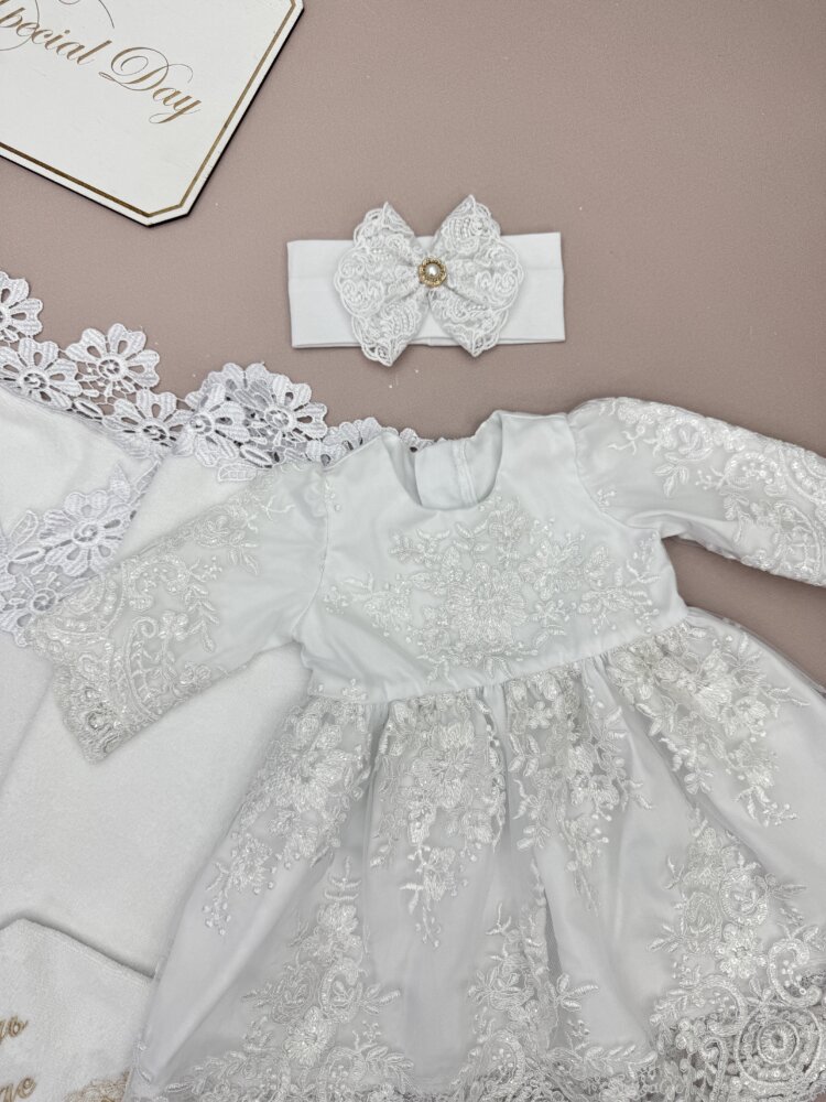 Хрестильна сукня «Italian Lace» із сатину та кордового гіпюру