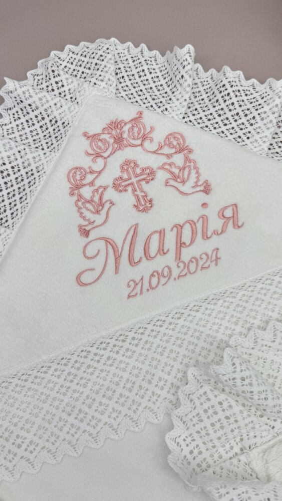 Утеплённая крыжма-плед «Pink Lace» из велюр-махры и трикотажной косички