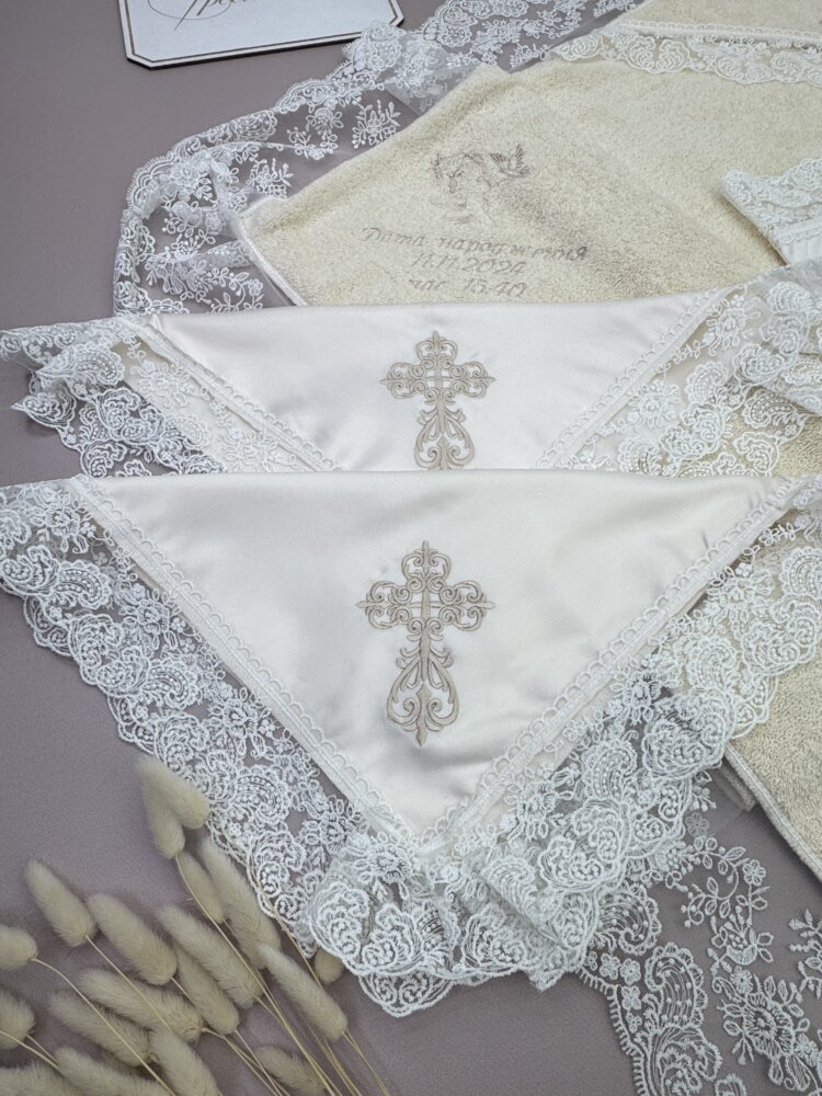Набір серветок під свічки «Ivory Lace» для хресних батьків