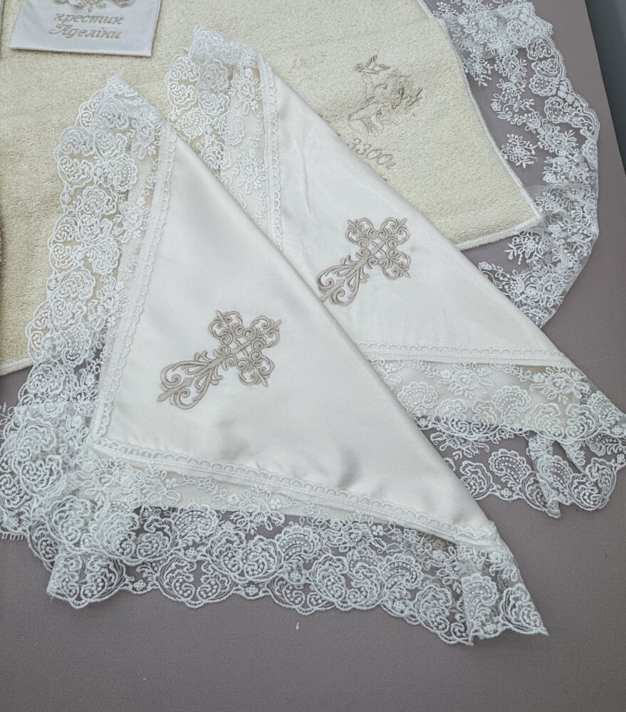 Набір серветок під свічки «Ivory Lace» для хресних батьків