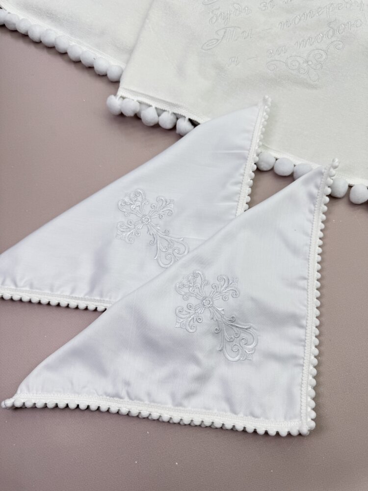 Набор салфеток для крестных родителей «Нежность» с белой вышивкой крестика