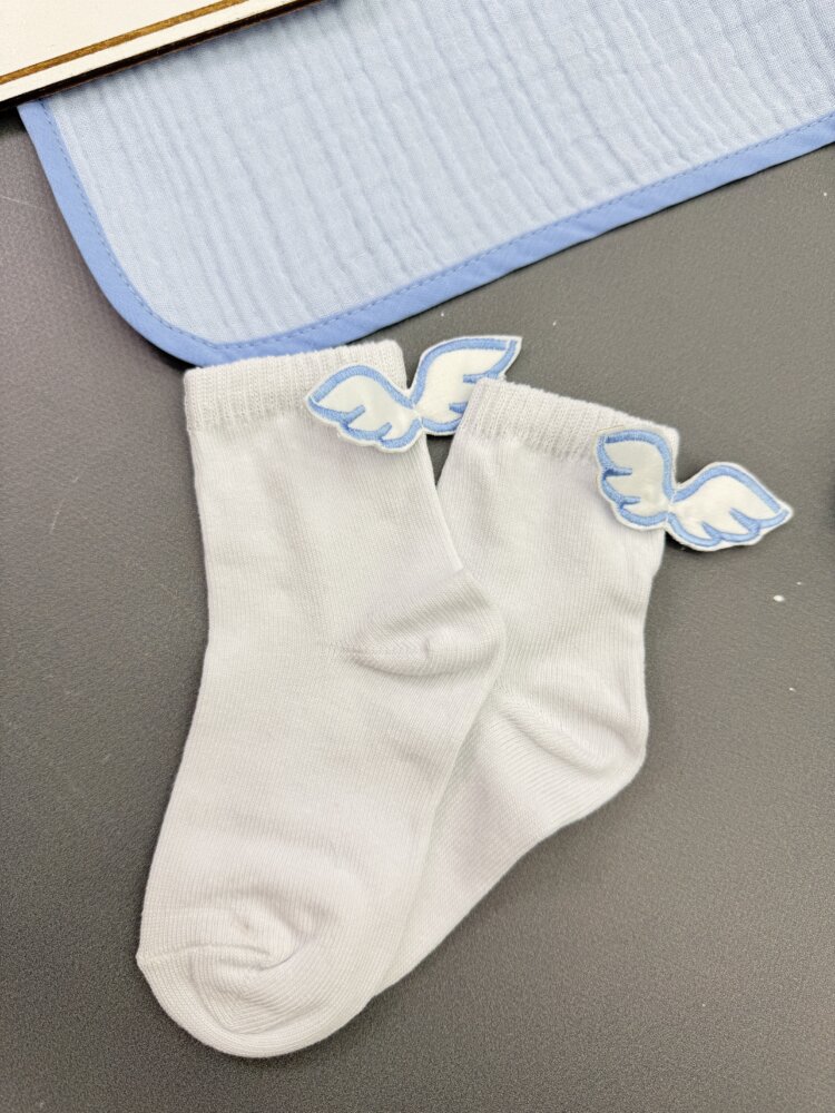 Детские носочки «Little Angel» с голубыми крылышками