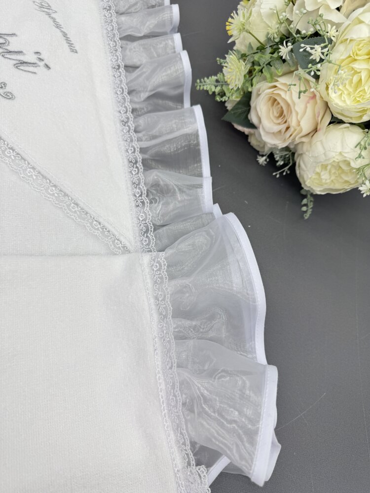 Элитная крыжма «Silver Mist» из велюр-махры, органзы и тонкого кружева