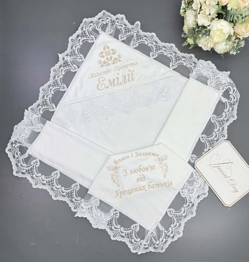 Элитная крыжма «Cream Elegance» из велюр-махры и турецкого кружева
