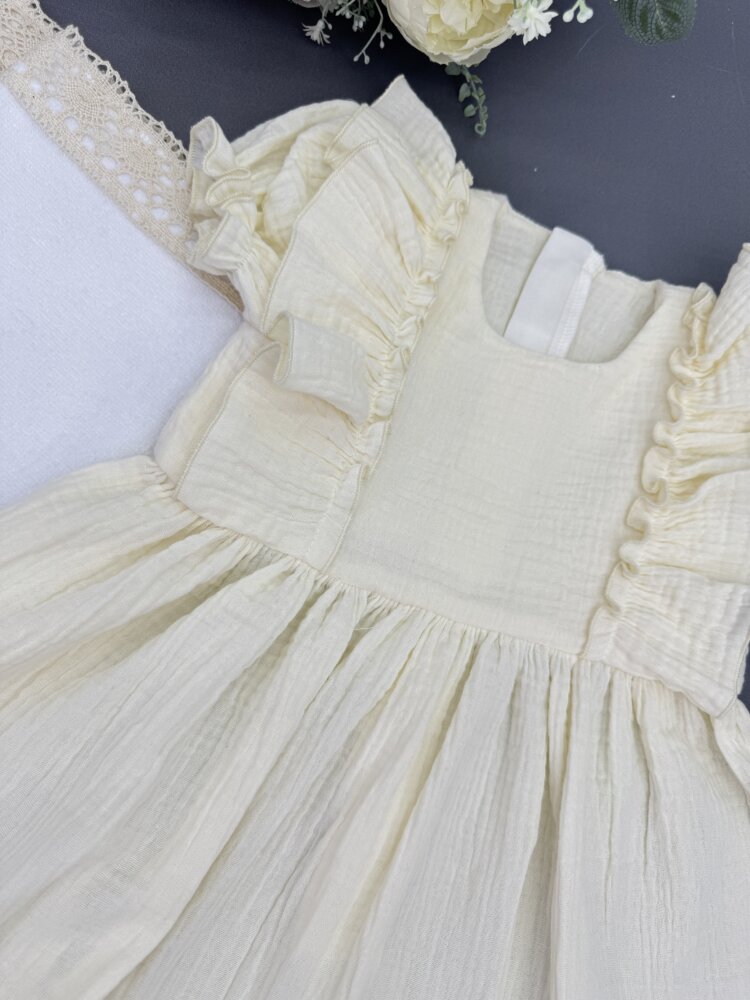 Муслінова сукня «Ivory Breeze» з рюшами та коротким рукавом