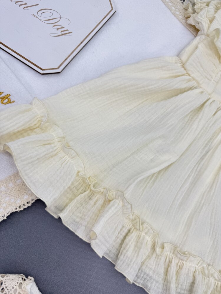 Муслінова сукня «Ivory Breeze» з рюшами та коротким рукавом