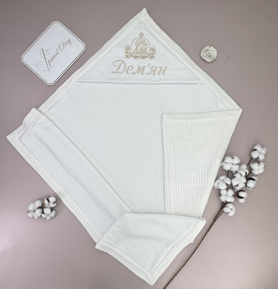 Утеплена крижма-плед «Gentle Braid»: велюр-махра та в’язка косичка