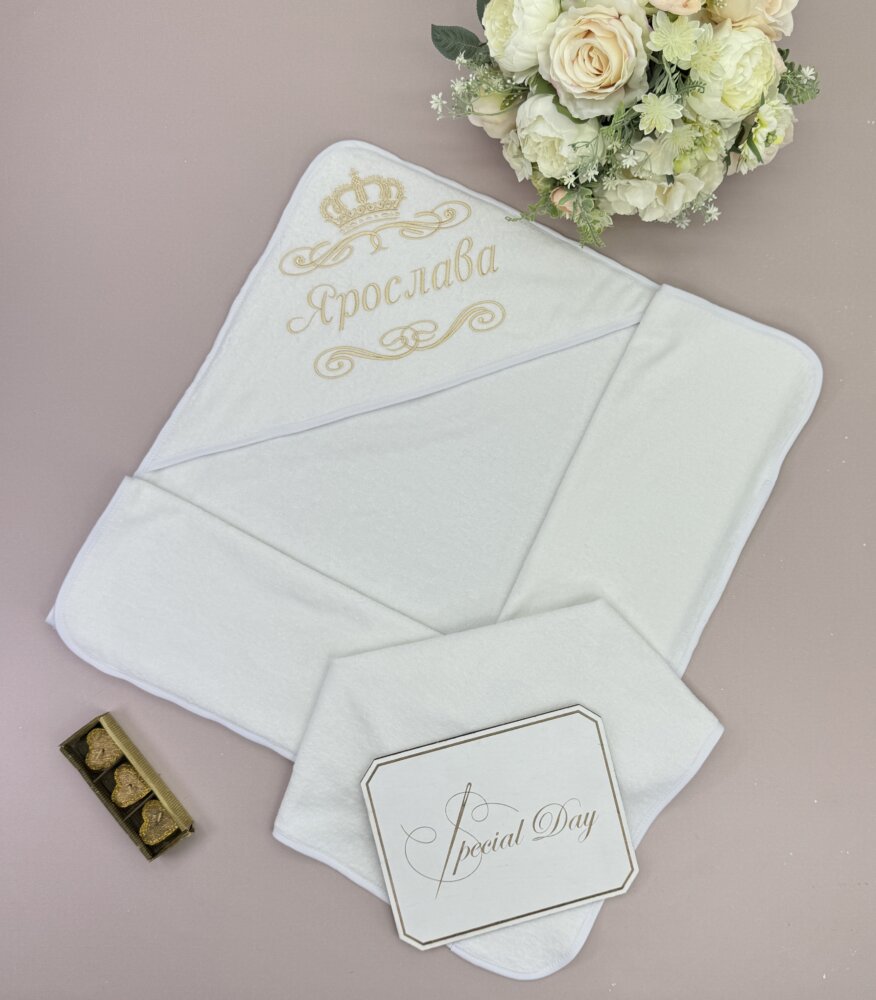 Крыжма для крещения «Cream Elegance» из премиум велюр-махры.