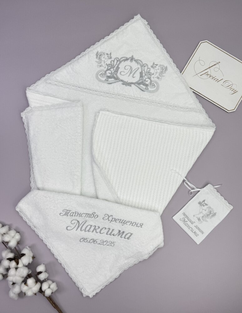 Утеплённая крыжма-плед «Silver Braid» из махры и трикотажа «косичка».