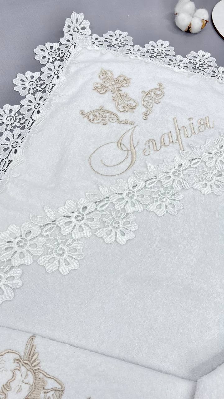 Элитная именная крыжма «Величная Молитва»: премиум велюр-махра