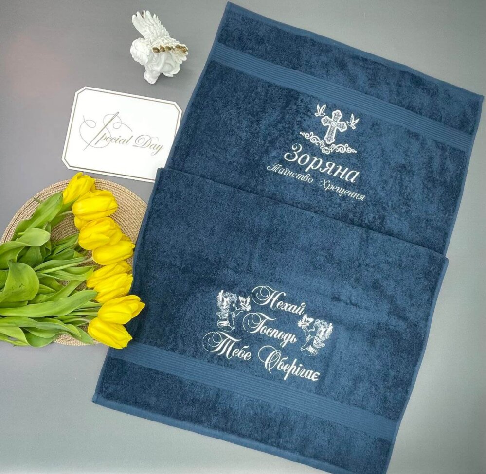 Полотенце-крыжма «Серебряное Сияние на Синем»