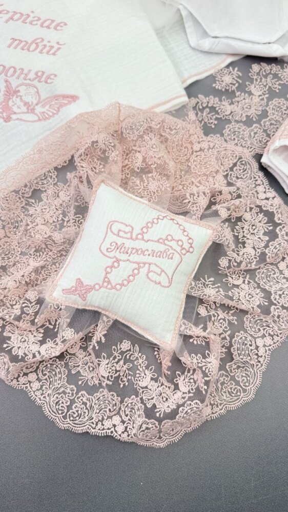 Именная подушечка «Розовая Нежность»