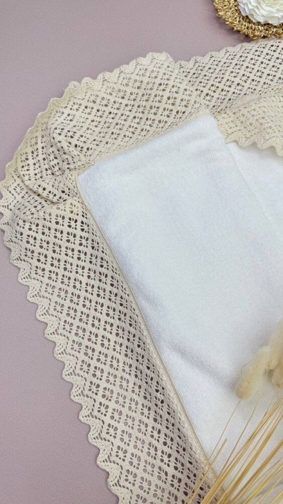 Утеплённая крыжма-плед «Beige Tradition» из велюр-махры и трикотажной косички