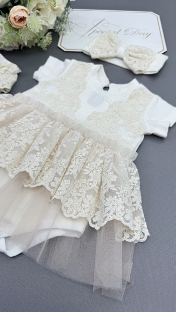 Крестильный набор «Бежевый Цветок»