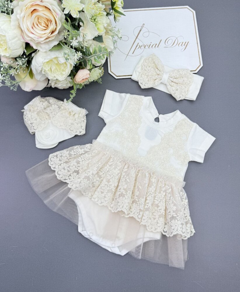 Крестильный набор «Бежевый Цветок»