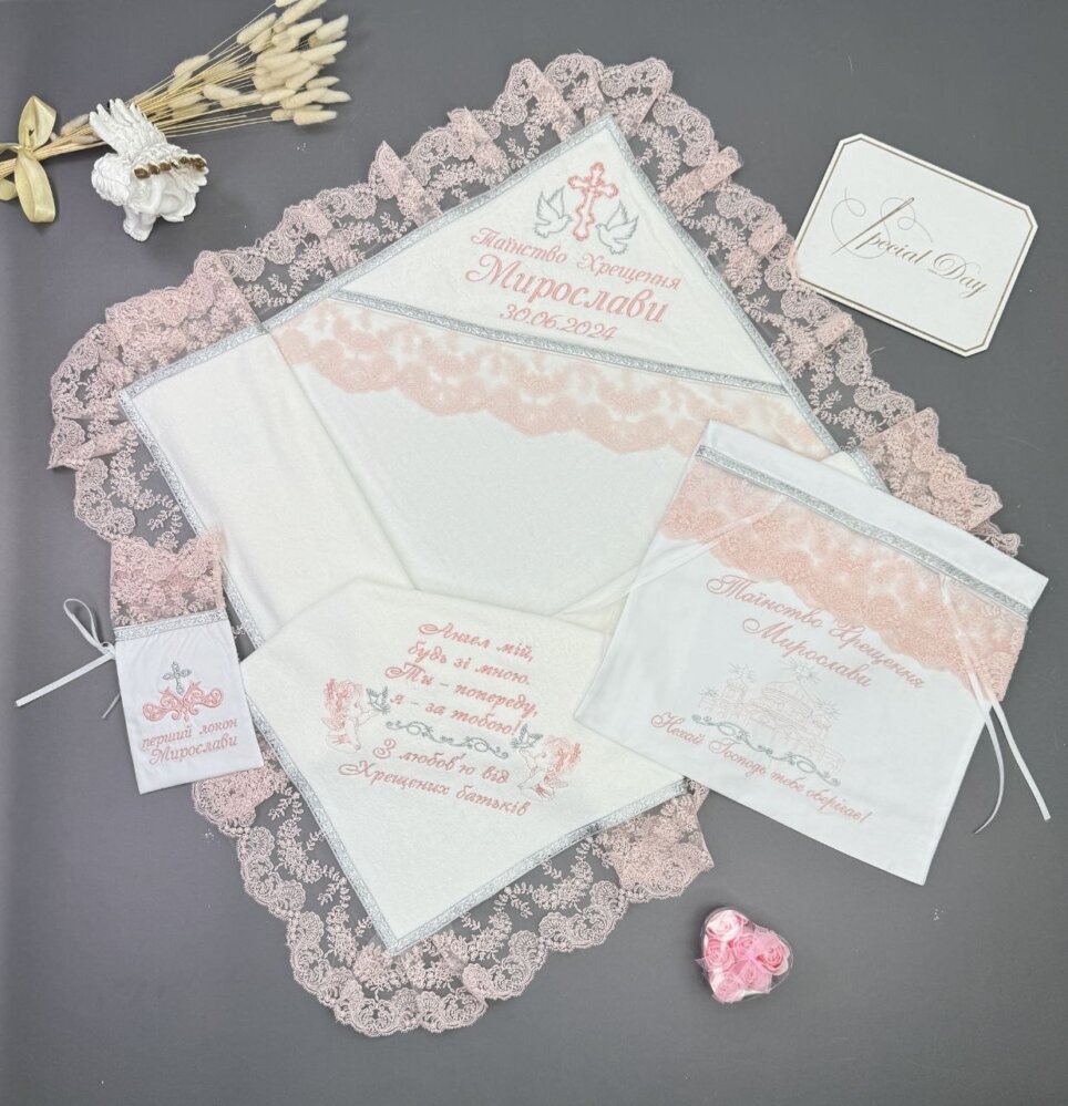 Крестильный набор «Серебряная роза»