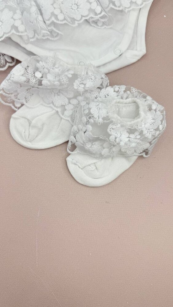 Детские праздничные носочки «Lace Angel» с белым кружевом