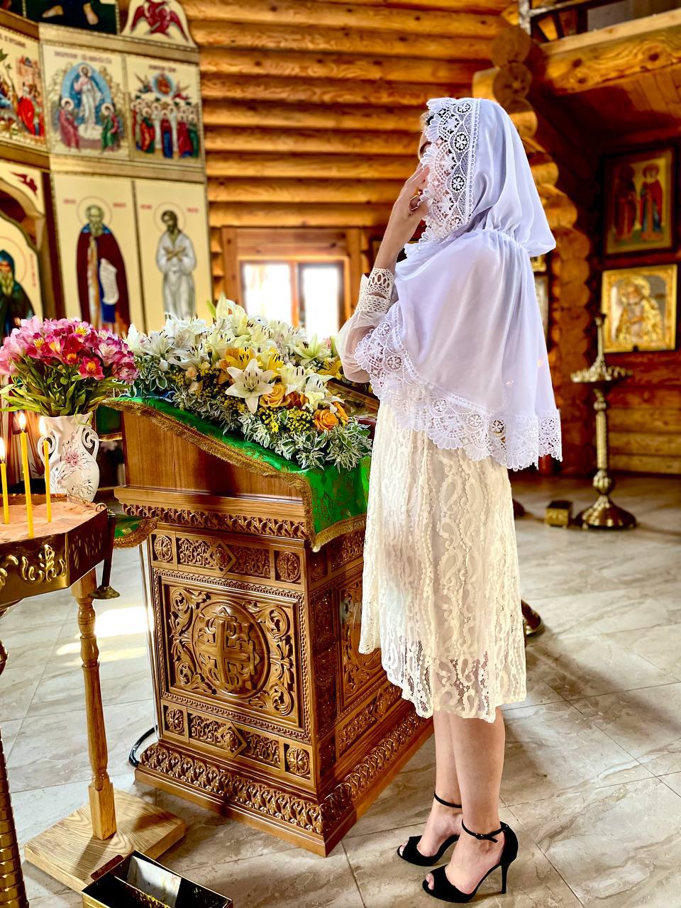 Палантин із шифону «Graceful Lace»: білосніжний з широким мереживом