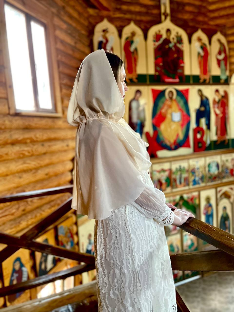 Шифоновий палантин для хрещеної мами «Divine Light»