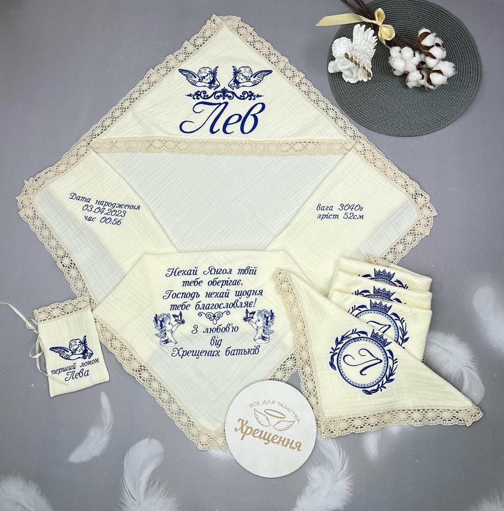 Мусліновий хрестильний набір “Еко-Ніжність”